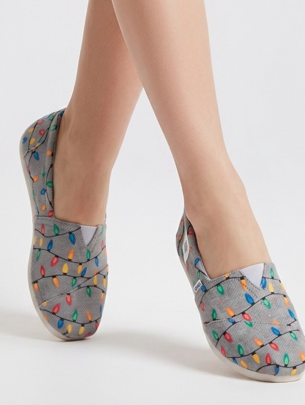 Womens TOMS Christmas Lights Slip Ons
